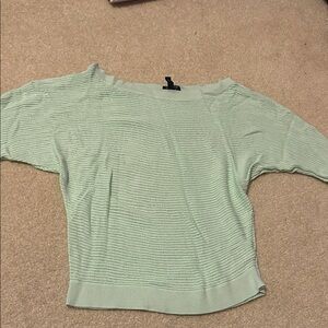 Express Light Green Off The Shoulder Short Sleeve Mesh Top